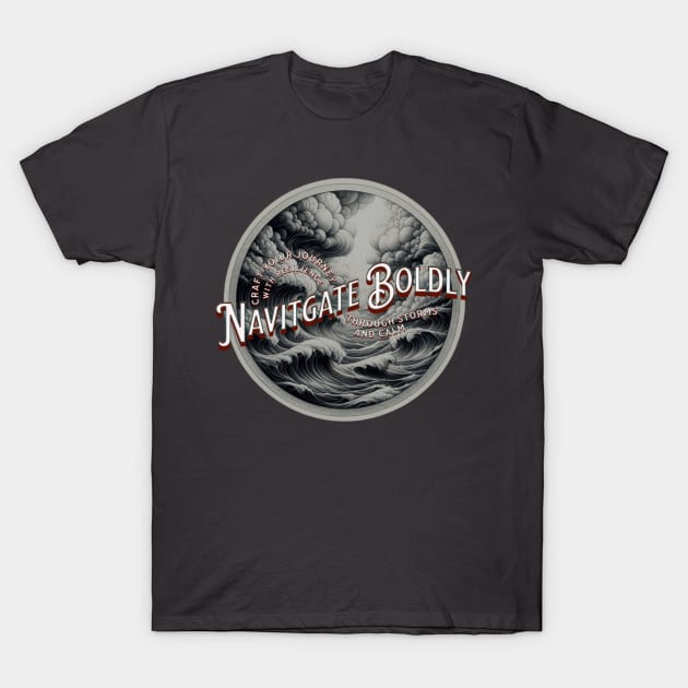 "Navigate Boldly - Craft Your Journey Through Storms and Calm T-Shirt by Spearhead Ink